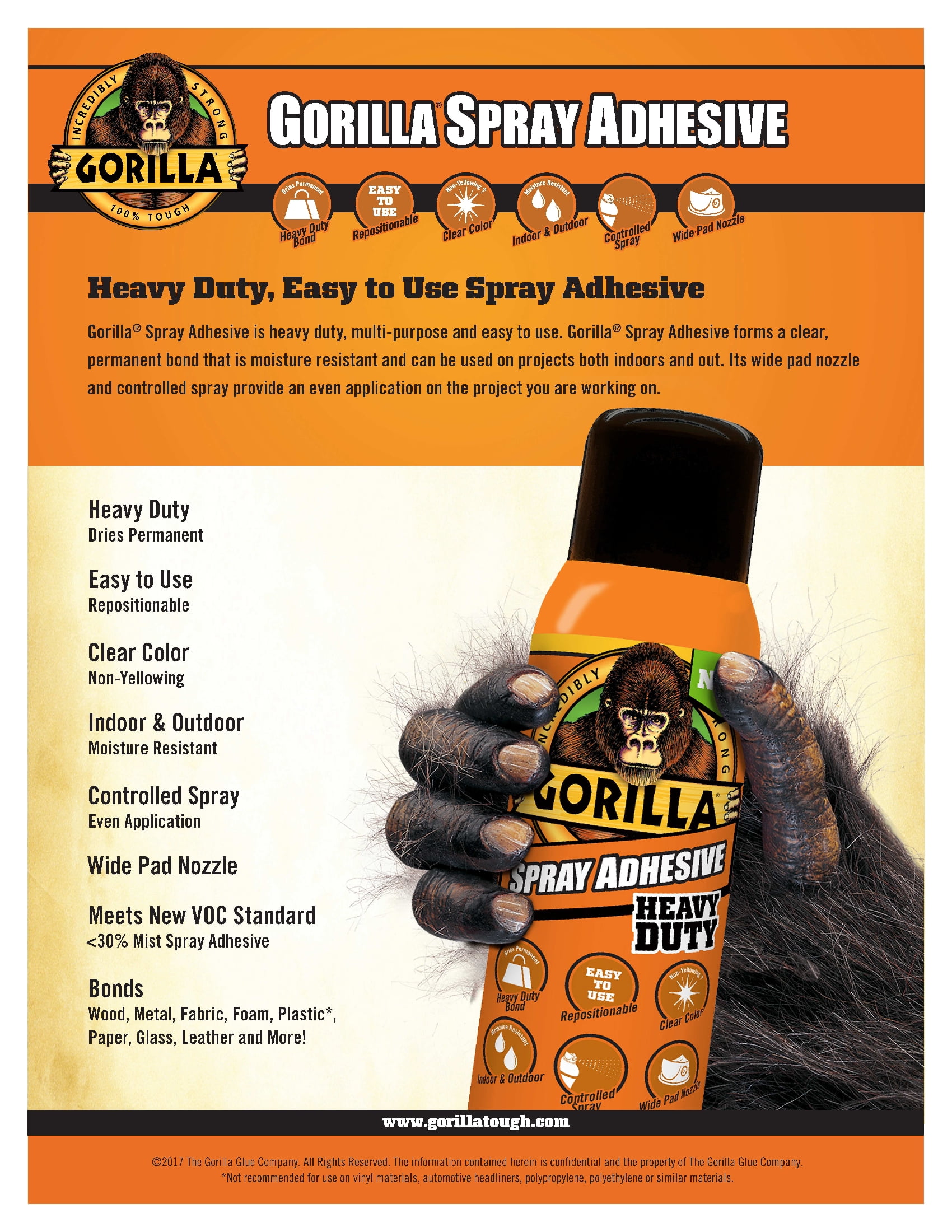 Gorilla Glue Adhesive Spray  Gorilla Spray Adhesive is heavy duty