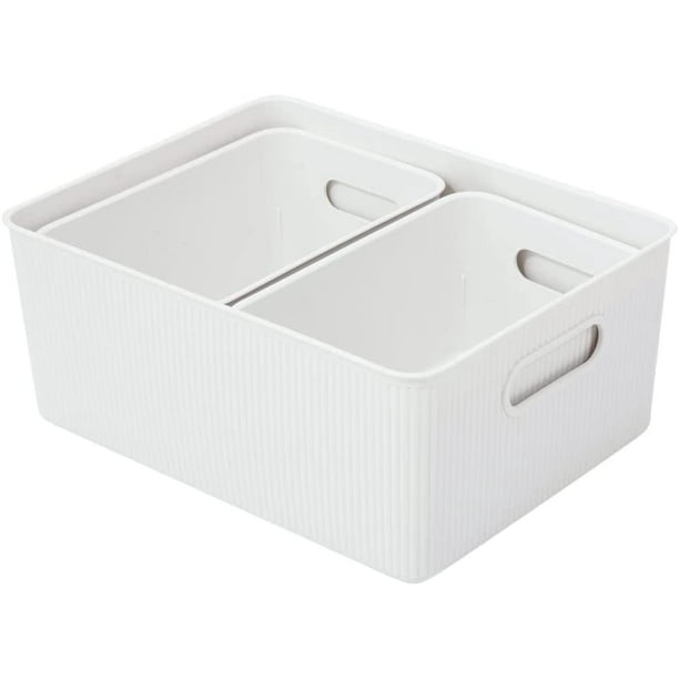 Ribbed Collection Decorative Plastic Open Home Storage Bins Organizer
