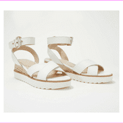 Marc Fisher Leather or Suede Cross Strap Wedges- Jovana White 9 M