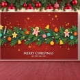 thumbnail image 3 of Red Background Christmas Banner Green Pine Branches New Year Banner Gingerbread Man Star Ornaments Holiday Banner for Christmas Party New Year Celebration Home Decoration, 3 of 9