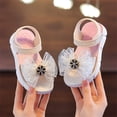 thumbnail image 3 of Kids & Little Kids Girls Bow Rhinestone Sandals - Beige/Pink/White, Adjustable Velcro Straps, Non-Slip Sole,Size 11, 3 of 7