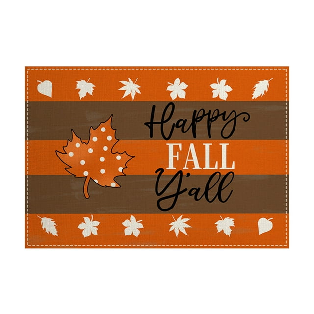Napperon en Lin à Thème Automnal - Napperon de Table à Manger Isolé avec Imprimés d'Automne, Protecteur de Table Résistant à la Chaleur en Polyester, 45x30cm Décoration Saisonnière Multicolore