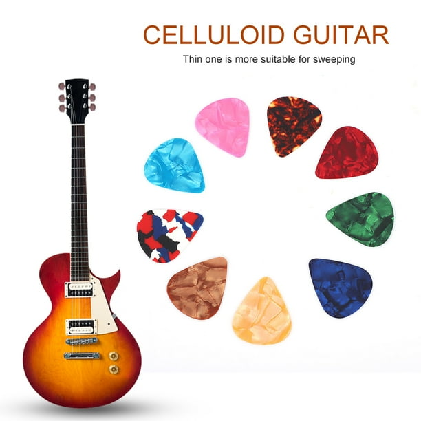 Juego De Púas De Guitarra De 50 Piezas, Accesorio De Instrumentos Musicales De Púa De Guitarra De Celuloide De 0,46 Mm Y 0,7 Mm