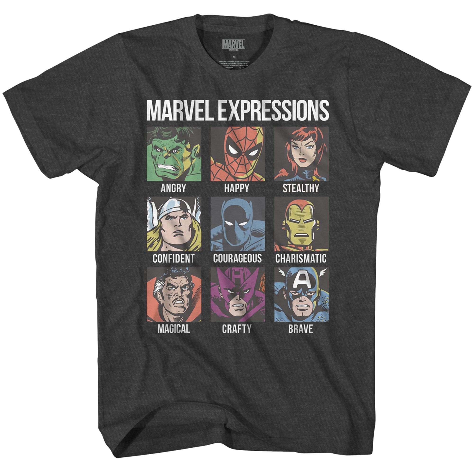 marvel avengers expression moods spider man hulk thor iron man black panther strange america mens adult t shirt walmart com