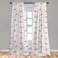 thumbnail image 4 of Ambesonne Flamingo Curtains, Tropical Birds with Stars, Pair of 28"x63", Pastel Pink Sky Blue, 4 of 4