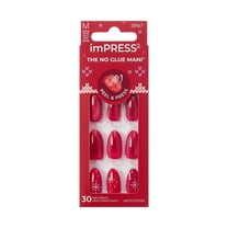 KISS imPRESS Holiday Press On Nails Almond, ‘The Cute List’, Red, Medium, 30 Count