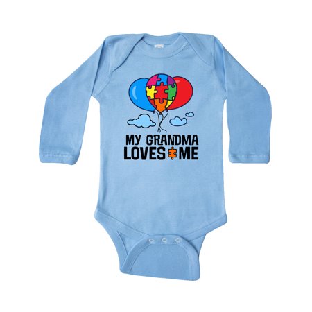 

Inktastic Autism Grandma Loves Me Puzzle Gift Baby Boy or Baby Girl Long Sleeve Bodysuit