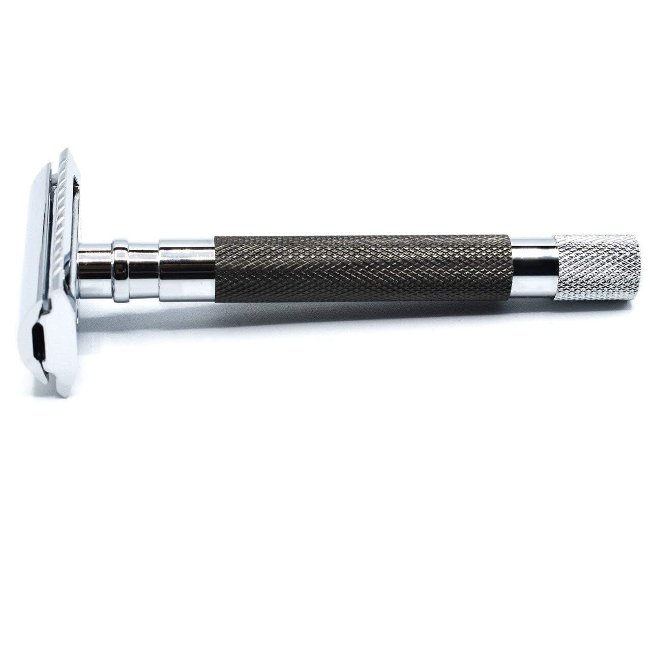 Parker Safety Razor 56R Double Edge Safety Razor with 5 Parker Razor Blades (Graphite)
