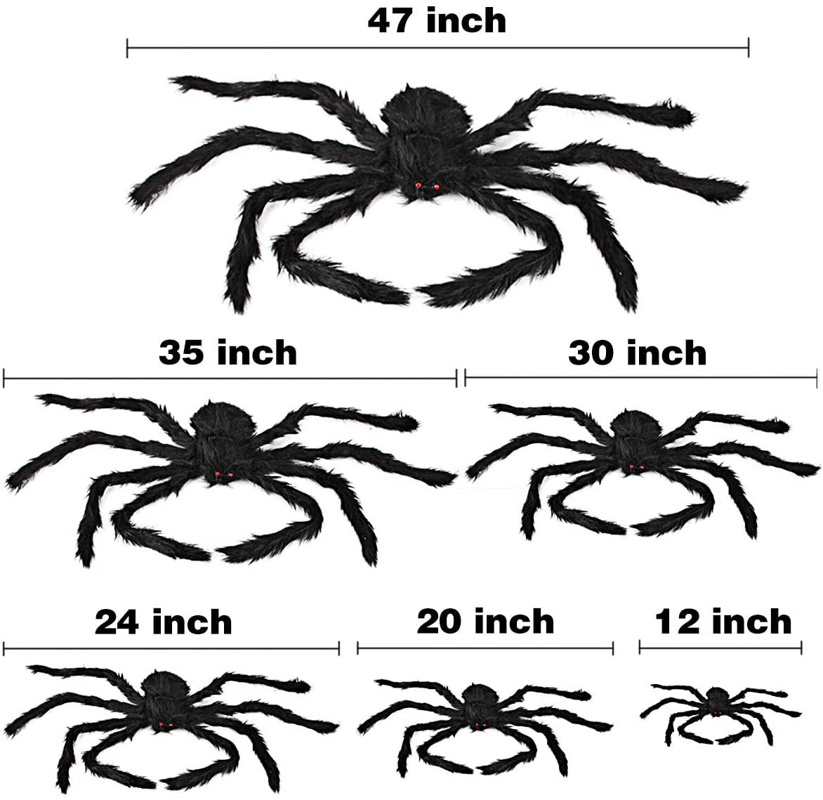 Déco Halloween Araignée Géante LED - 125 Cm Avec Toile Et 20 Petites Araignées, Effrayante, Pour Jardin, Maison, Fête