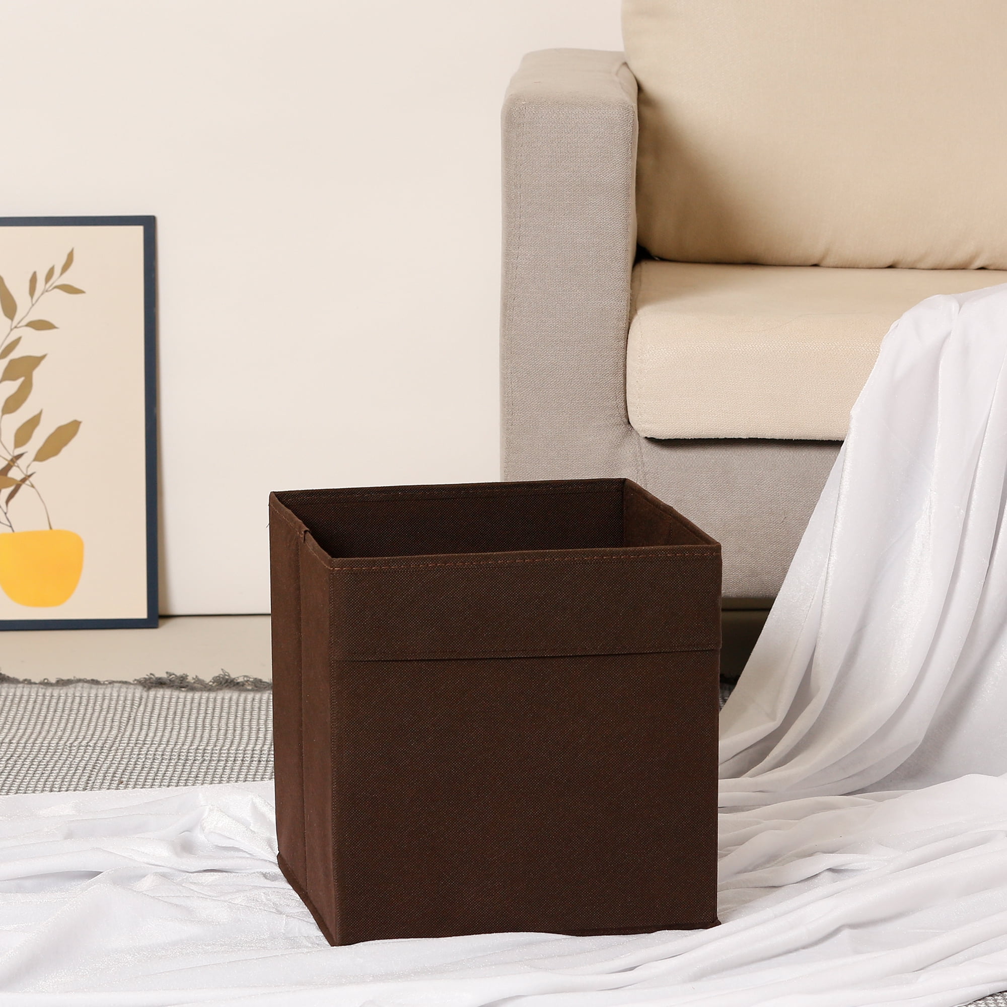 Unique Bargains Fabric Storage Cube Storage Bin Storage Basket Coffee 11*10.5*10.5in