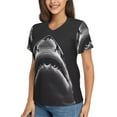 thumbnail image 2 of Vsdgher Black And White Shark Women Shirts V Neck Short Sleeve Tops T-Shirt Basic Tees, S to 3XL3X-Large, 2 of 5