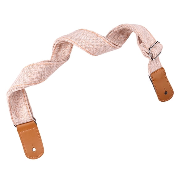 CIMAXIC Cotton Linen Ukulele Strap with Ends for Comfortable Use Beige Metal Buckle Adjustable Length 2.17
