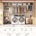 thumbnail image 6 of Aheaplus Wood Over Washer and Dryer Storage Shelves and Organizer, 118" Wall Mounted Laundry Room System with 3 Hanger Rods, Heavy Duty Laundry Room System, Space Saver Clothes Drying Rack, White, 6 of 7