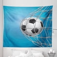 thumbnail image 1 of Soccer Tapestry, Goal Football in Net Entertainment Playing for Winning Active Lifestyle, Fabric Wall Hanging Decor for Bedroom Living Room Dorm, 5 Sizes, Blue Pale Grey Black, by Ambesonne, 1 of 1