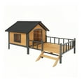 thumbnail image 5 of Outdoor Large Wooden Cabin-Style Dog Kennel - All-Around Iron Frame Anti-Chewing Metal Construction Waterproof Asphalt Roof & Large Resting Porch, 5 of 11