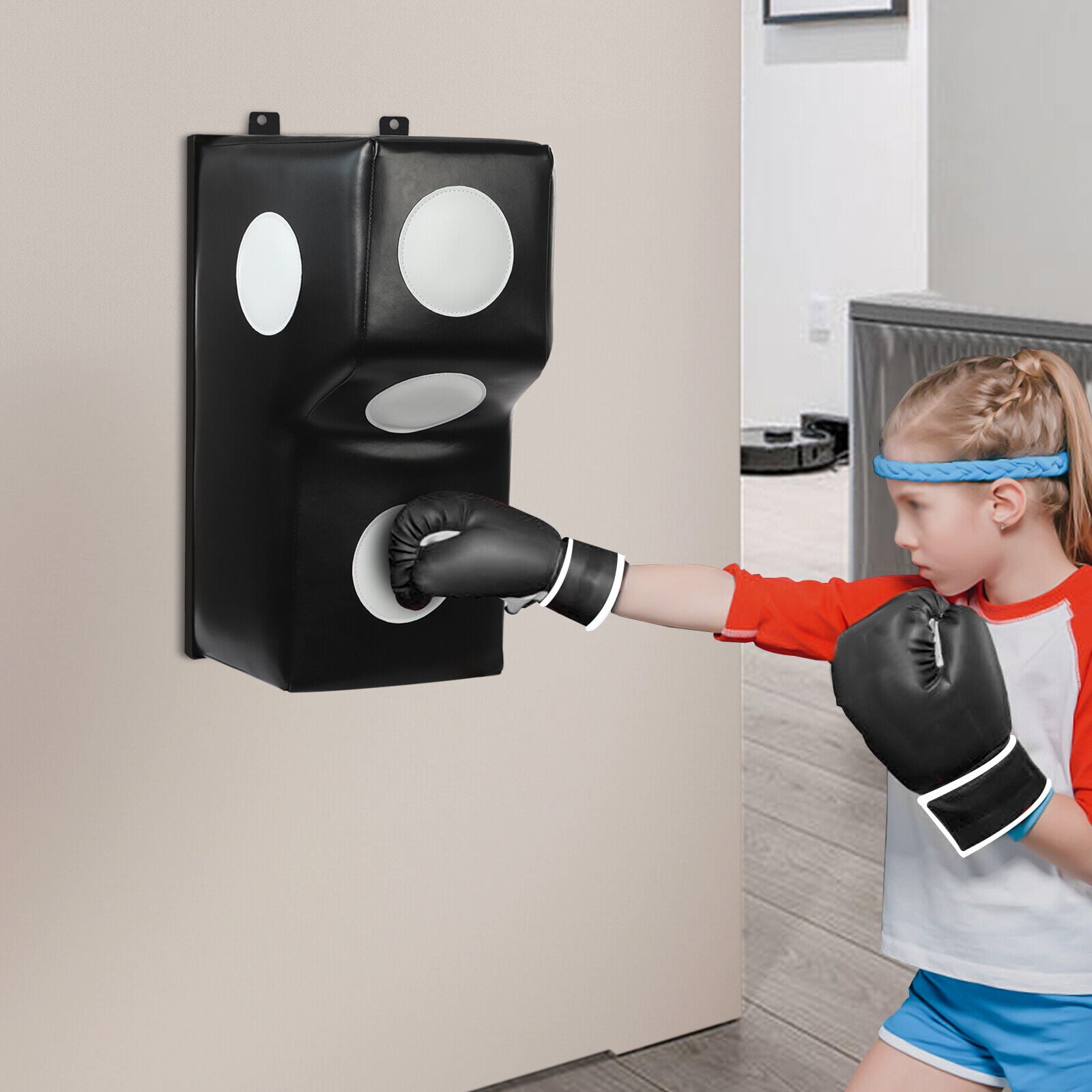 Wall Mount Punching Bag, Space-Saving Boxing Training Equipment for Hooks, Wall Mounted Uppercut Boxing Bag (15.7*11.8*27.5 in)