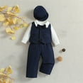 thumbnail image 6 of Otqutp Summer Baby Outfits Set Toddler Kids Boys Gentleman's Dress 4PCS Shirts + Vest + Pants + Hat Child Baby Outfits 0 to 2 Years, 6 of 8
