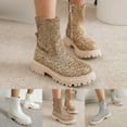 thumbnail image 2 of Mepaouo Women's Rhinestone Cowboy Boots Zipper Glitter Cowgirl Combat Ankle Booties for Outdoor, 2 of 6