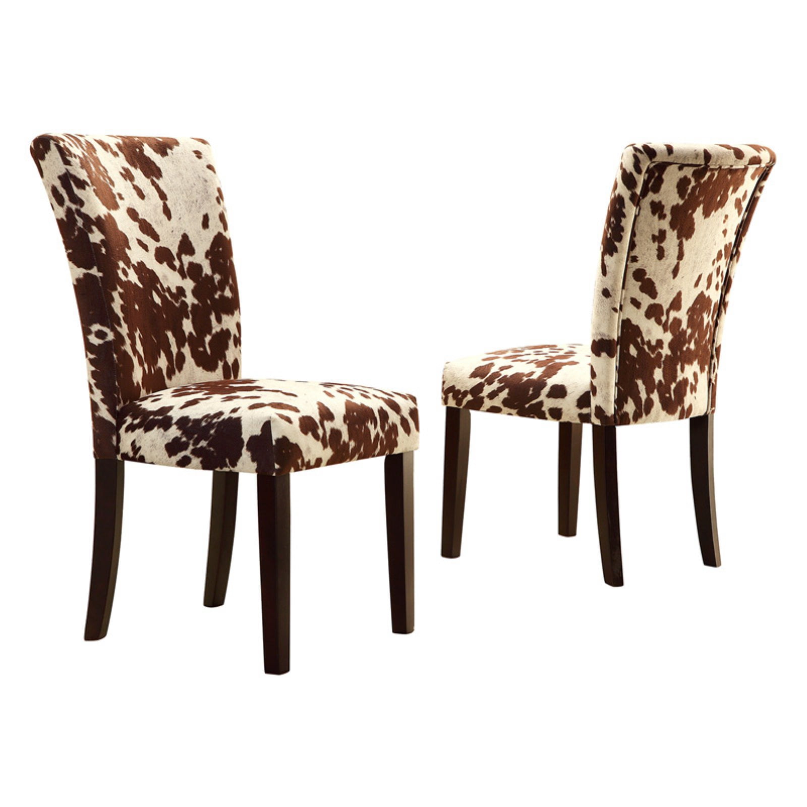 Weston Home Royal Cow Hide Fabric Parson Chairs Espresso Set of 2