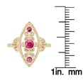 thumbnail image 3 of 10k Yellow Gold Antique Style Genuine Round Ruby and Diamond Ring, 3 of 5