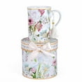 thumbnail image 5 of STP GOODS Dream Garden Bone China Mug in Gift Box 10.8 fl oz (320 ml) Floral Mug Coffee and Tea Mug for Latte Cocoa Chocolate Porcelain Mug, White and Pink, 5 of 13
