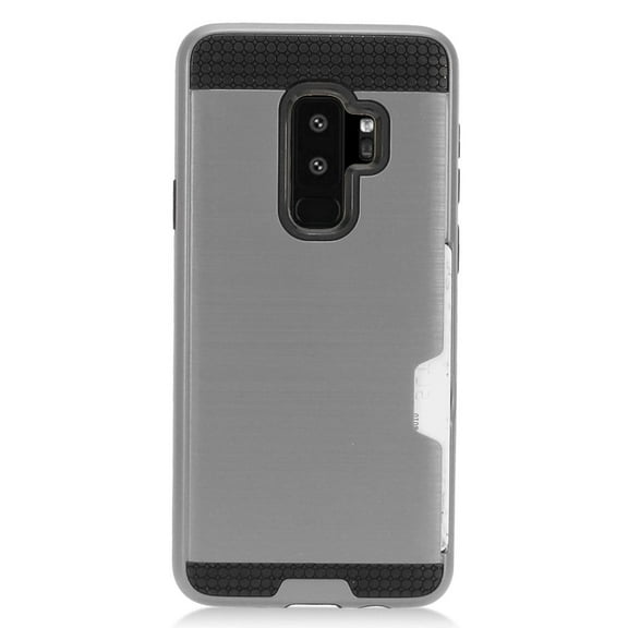 GSA Brushed Hybrid Credit Card Holder Case for Samsung S9 Plus - Gray
