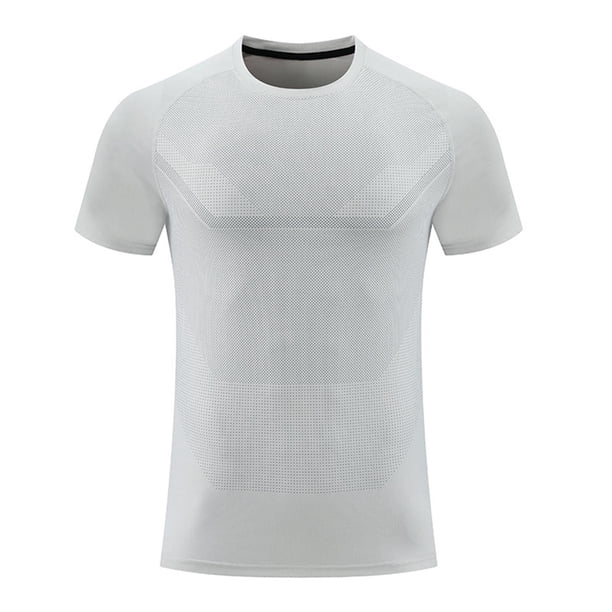 Tops para hombre, blusas y camisas de cuello redondo y manga corta para hombre, blusas de verano para hombre de malla transpirable elástica ajustada cómoda deportiva informal de manga corta con cuello