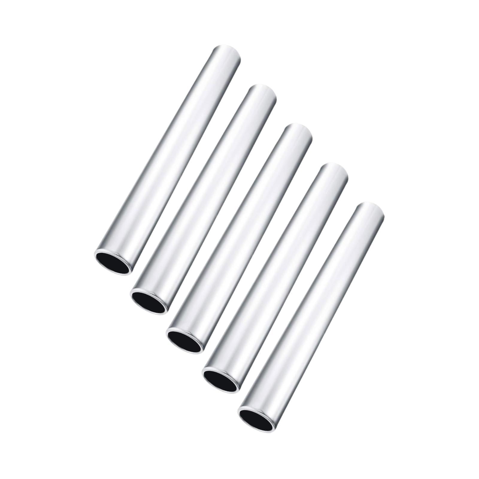 Wswqop Set of 5 Relay for Track And Field Events, 11.42" Running Sticks for Outdoor Use Silver