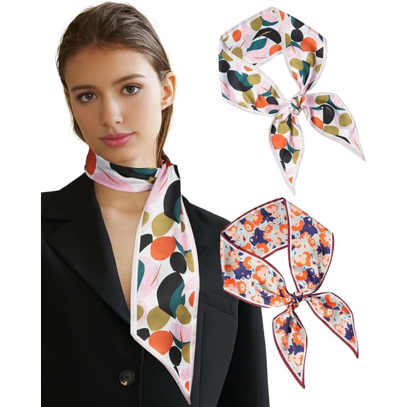 CAILDANL Long Silk Feel Scarf Women Hair Scarf Satin Neck Scarf Tie Bandana Headband Scarf Edge Wrap Head Scarf Purse Handbags