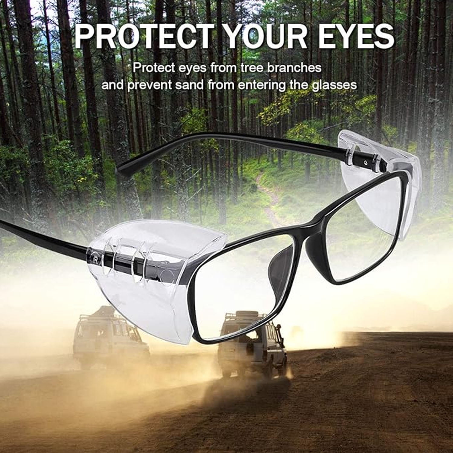 Safety Glasses Side Shields for Prescription Glasses, Slip on Clear Eye Glasses, Fits Small to Large Eyeglasses