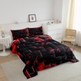 thumbnail image 3 of Erosebridal Red Buffalo Grid Comforter Sets Queen Size,Geometric Plaid Bedding Queen Comforter Set,Futuristic Cubes Decor,Reversible,3Pcs, 3 of 8