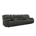 thumbnail image 3 of Home Theater 4 Seat Recliner Sofa with Cup Holders, Grey, 3 of 7