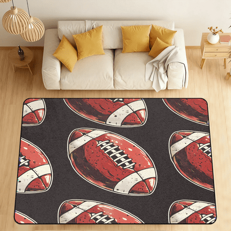 CURLYOOT Football Area Rugs for Living Room Bedroom 4 10 x 6 8 Washable Rug American Football Floor Carpet with Non Slip Backing for Dining Room Indoor