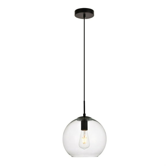 Placido Collection Pendant D9.8 H9.8 Lt:1 Black and Clear Finish