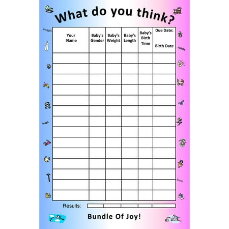 bundle board boy or girl baby guessing game and keepsake small 15