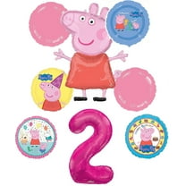 Peppa Pig 2nd Birthday Party Balloon Bouquet Bundle Includes 8 Balloons