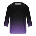 thumbnail image 4 of Mens Gradient Henley Shirts 3/4 Sleeve Crew Neck Casual Pullover Baseball Raglan Tops Fashion Button T-Shirts, 4 of 4