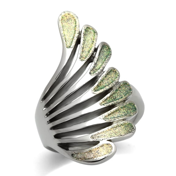 Luxe Jewelry Designs Women's Stainless Steel Feather Shaped Ring - Size 5