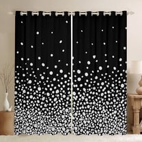 Feelyou Circle Dot Black Out Curtains for Teen, Modern Polkadots Abstract Curtains Pack of 2 (42x63 Each), Black White Geometric Bedroom Curtains, Window Curtains Home Decor