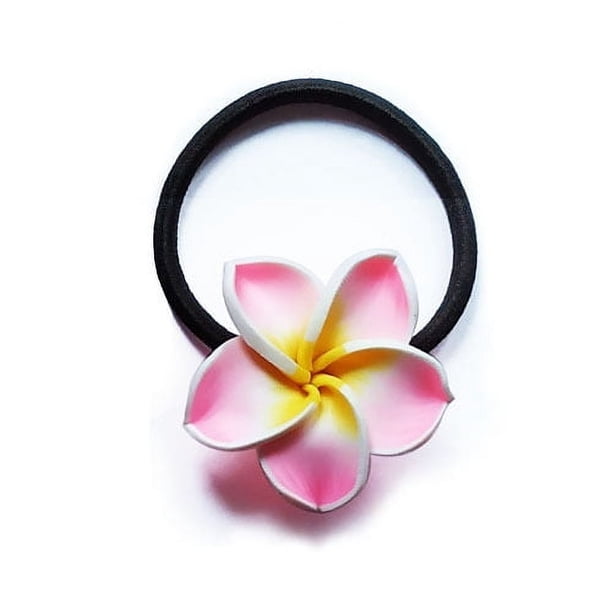 Anillo para el cabello con forma de flor de huevo, material de cerámica blanda, cuerda para el cabello con flores, banda de goma negra, tocado, lazo para el cabello con flores, joyería