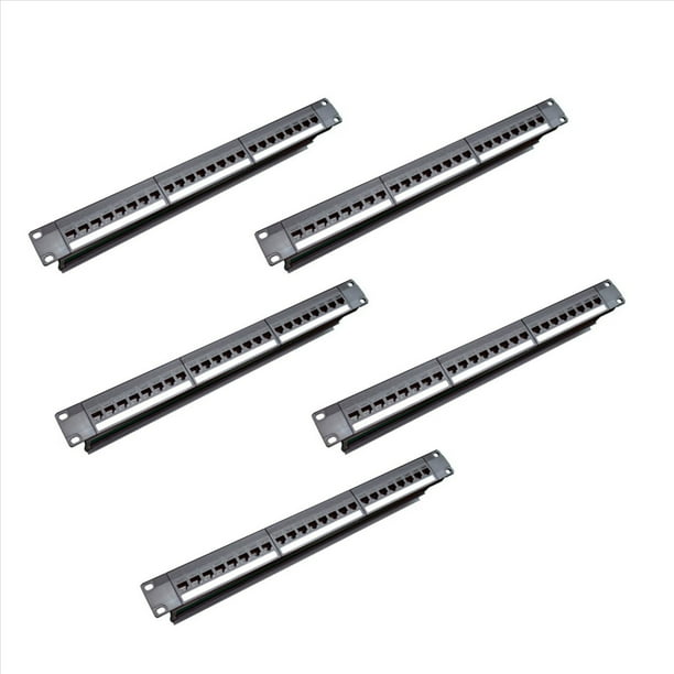 5X Gabinete de 19 Pulgadas 1U Paso A TravéS de 24 Puertos CAT6 Panel de ConexióN Puerto de Contacto RJ45 (Puerto de Contacto RJ45) Modular