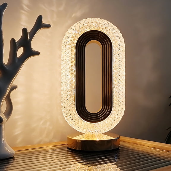 Crystal Touch Lamp Desk Table Lamp USB Rechargeable Color-Changing under 15" Height Decorative Light for Bedside Living Room Bedroom