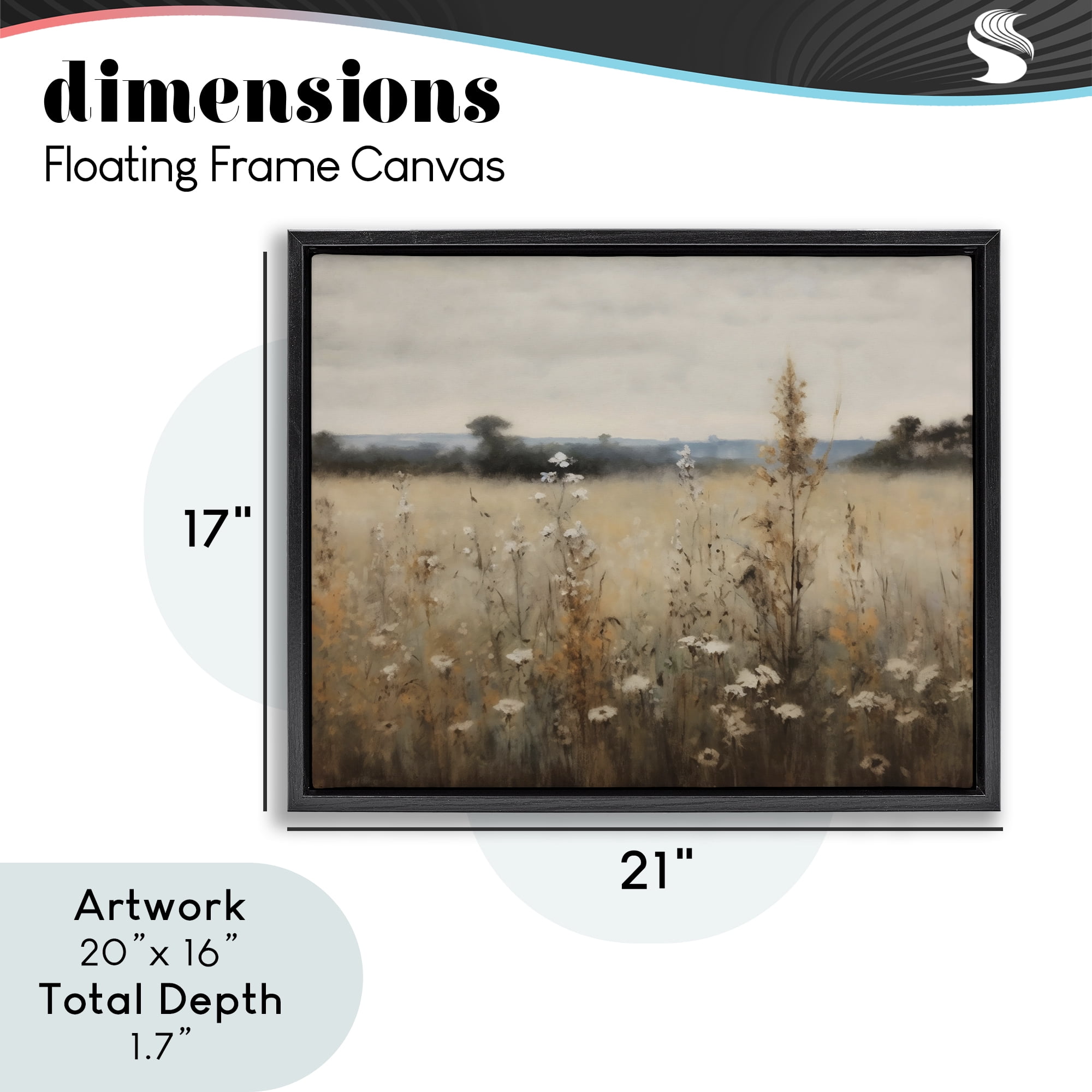 Stupell Industries Country Wildflowers in Misty Meadow Black Framed Floater Canvas Wall Art, design by Creative Studio