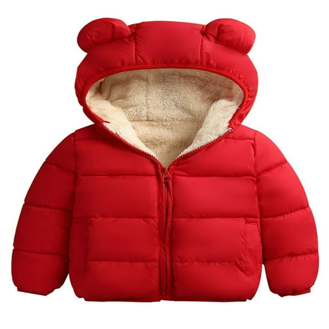 Manteau d'Hiver pour Bébé à Capuche Manches Longues Fermeture Éclair Chaud