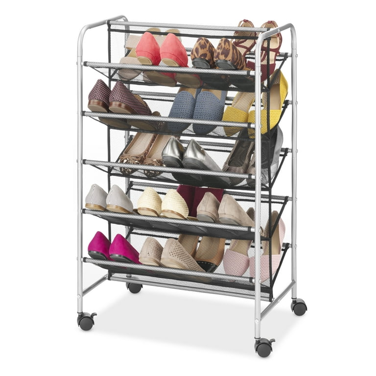 Mainstays 5 Tier, 30 Pair, Metal Mesh Shoe Rack