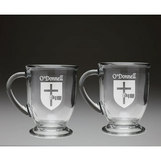 Pair of Irish coffee glasses with markings for whiskey, sugar