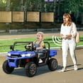 thumbnail image 3 of Gymax 12V 2 Seater Ride On UTV Dump Truck Remote w/ Electric Dump Bed & Shovel Blue, 3 of 10