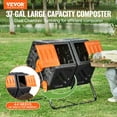 thumbnail image 2 of VEVOR Compost Bin, 37-Gal Dual Chamber Composting Tumbler, High Volume Two Rotating Chambers with 2 Sliding Door and Steel Frame, BPA Free Composter Bin Tumbler, 2 of 9