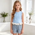 thumbnail image 2 of Mnyotv Toddler Girls Summer Clothes Sleeveless Ruffle Hem Tank Tops with Bow Casual Crewneck T Shirts Size 9-10 Years, 2 of 8