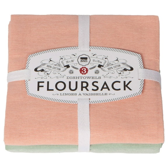 Now Designs Floursack Kitchen Dish Towels Dawn/Eucalyptus/Mist 20 x 30in, Set of 3